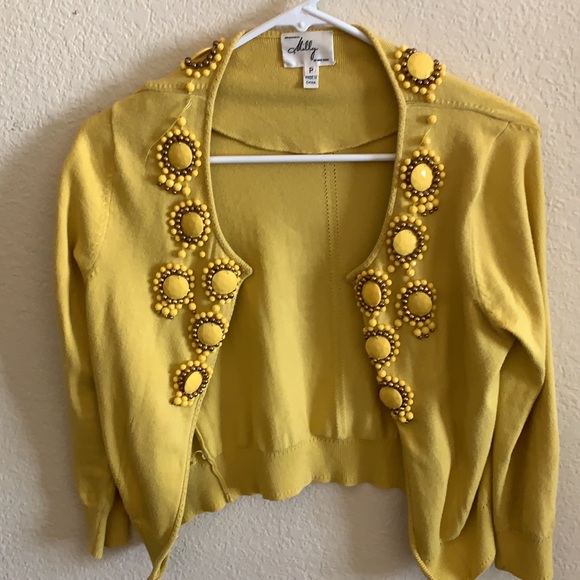 Milly Yellow Beaded Sweater Size P Gossip Girl - Picture 4 of 7